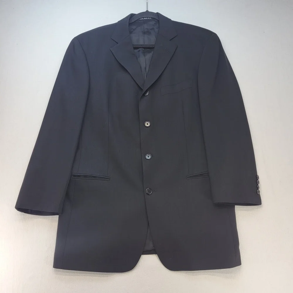 Hugo Boss Blazer Mens 42R Black Wool 4-Button Single Breasted Made in USA